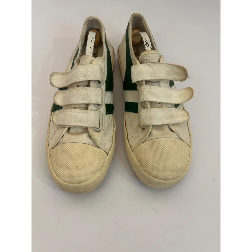 Gola Vtg Women's Vegan Classic Coaster Strap Canvas Sneakers  White Green Sz 8
